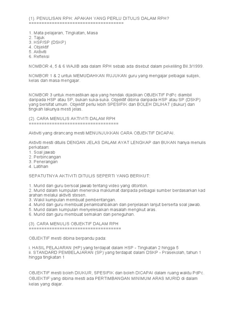 Penulisan RPH | PDF