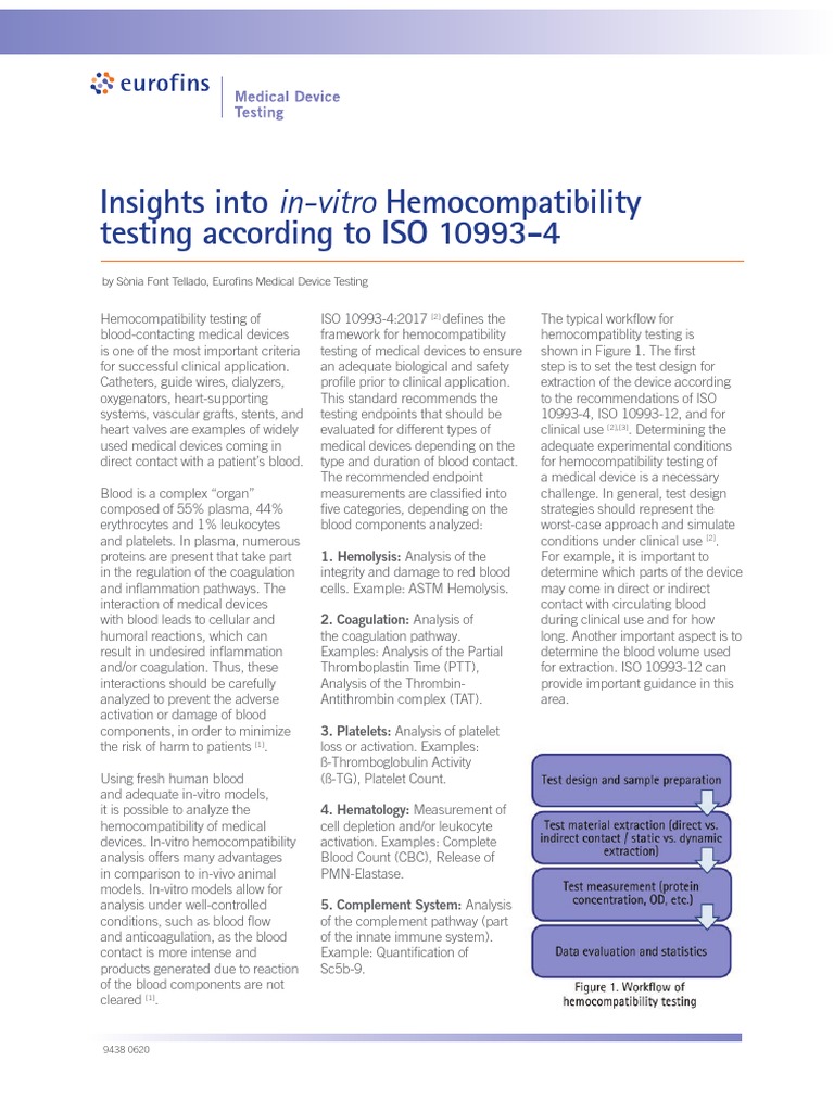 Eurofins Hemocompatbility | PDF | Coagulation | Medical Device