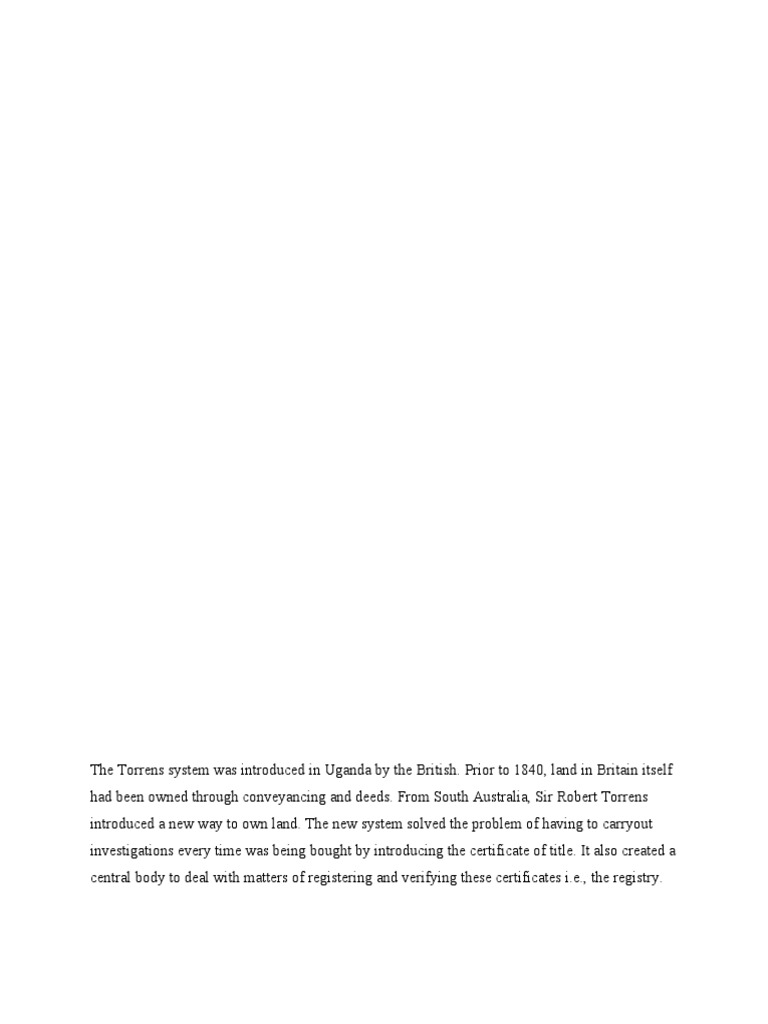 Challenges of the Torrens System in Uganda | PDF | Civil Law (Legal ...