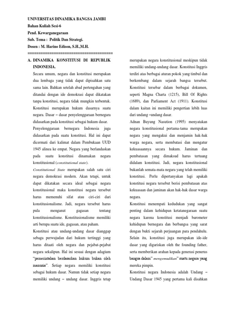 Dinamika Konstitusi dan Politik Indonesia | PDF | Politik