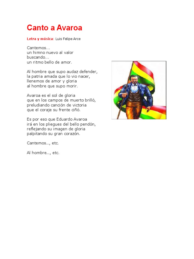 Canto a Avaroa: Letra y Música | PDF | Poesía | Clásicos