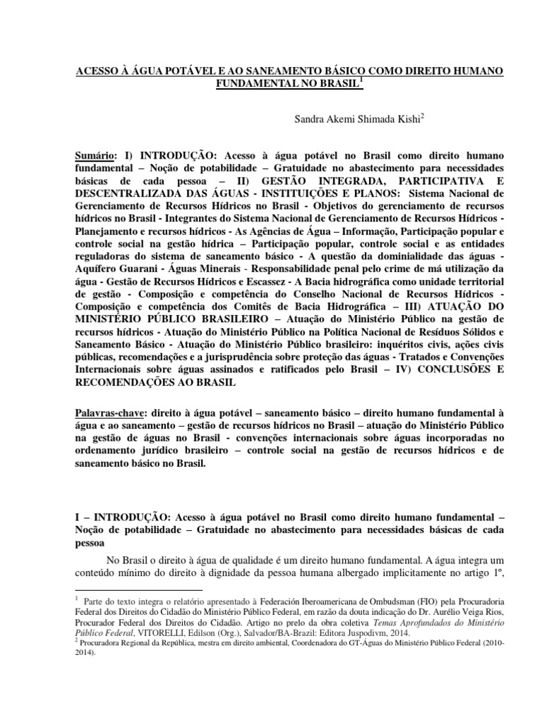 Artigo Final Acesso Agua Potavel Direito Humano Fundamental | PDF