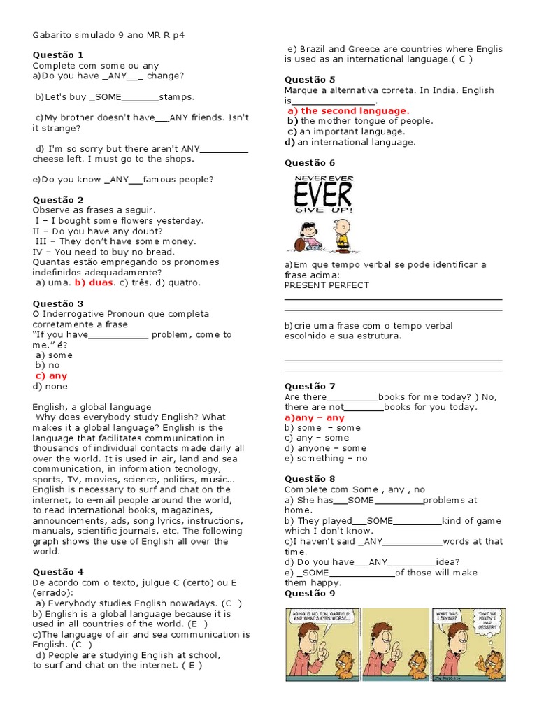 9th Grade English Practice Test Key | PDF
