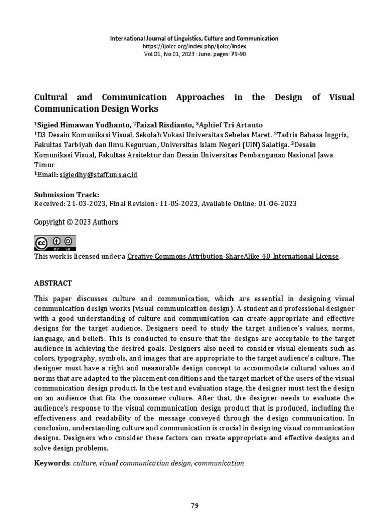 Cultural and Communication Approaches in The Design of Visual ...