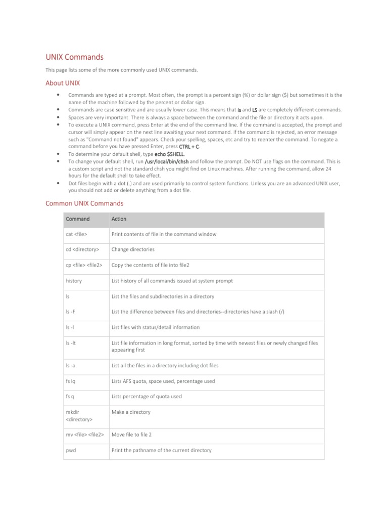 Unix Commands (PDF) | PDF | Command Line Interface | Computer File