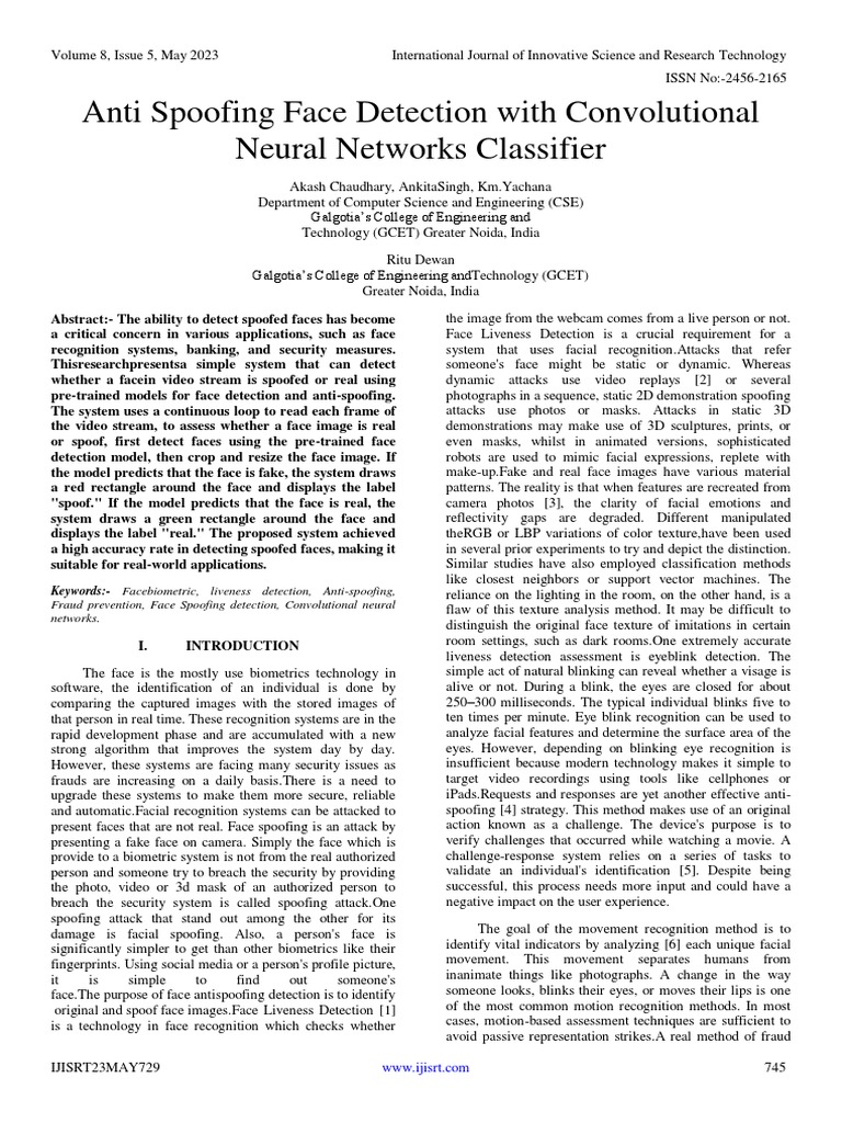 Anti Spoofing Face Detection With Convolutional Neural Networks ...