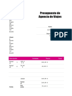 Plantilla de Presupuesto de Agencias de Viajes