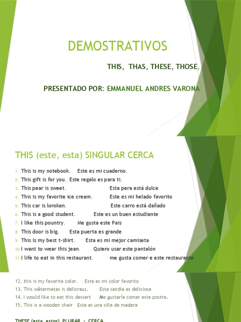 Uso de demostrativos en inglés | PDF | Artes del Lenguaje y Comunicación