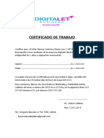 Certificado de Trabajo Digitalet