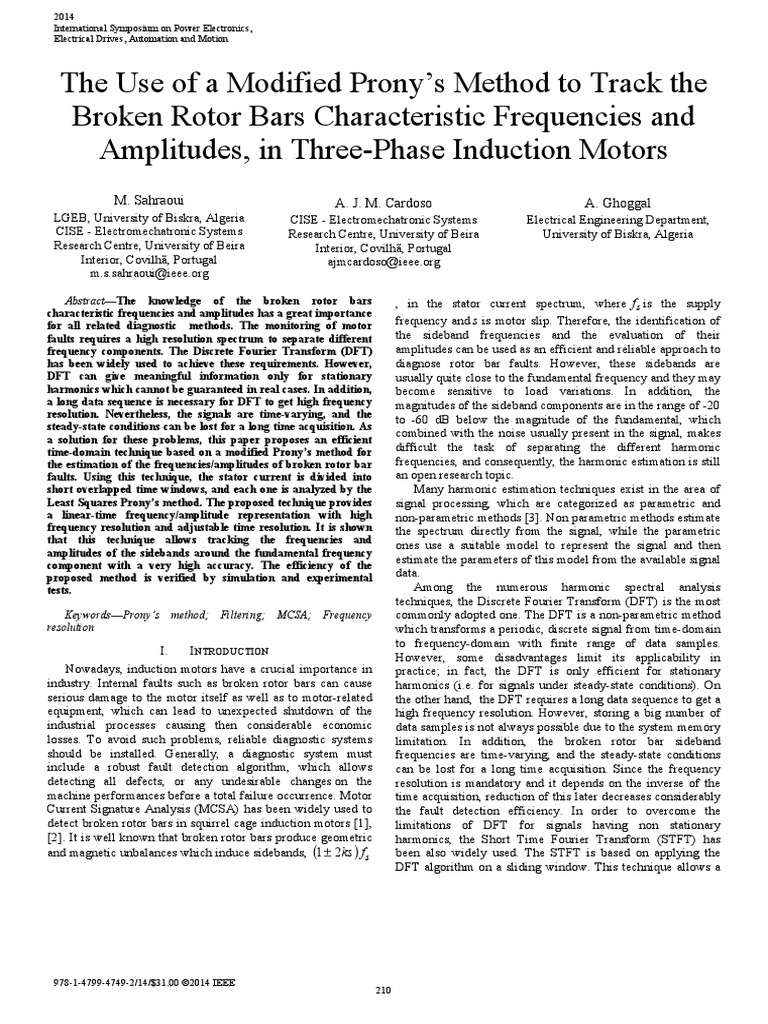 The Use of A Modified Prony's Method To Track The Broken Rotor Bars