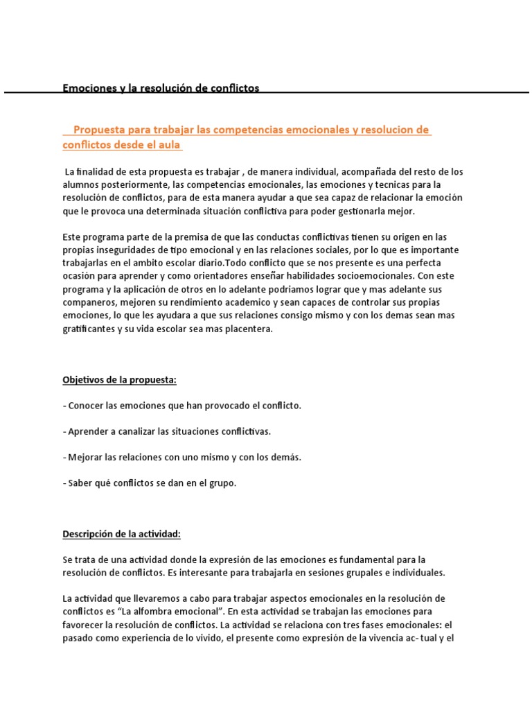 Competencias emocionales en conflictos | PDF | Las emociones | Salón de ...