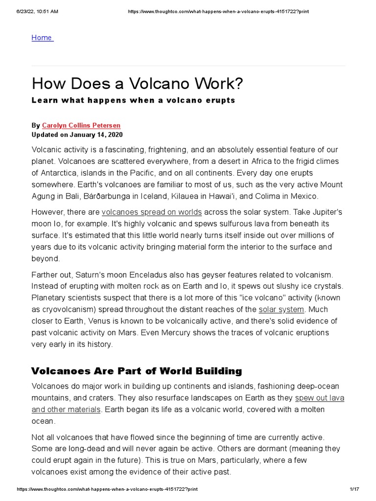 What Happens When A Volcano Erupts 4151722 PDF Volcano Types Of