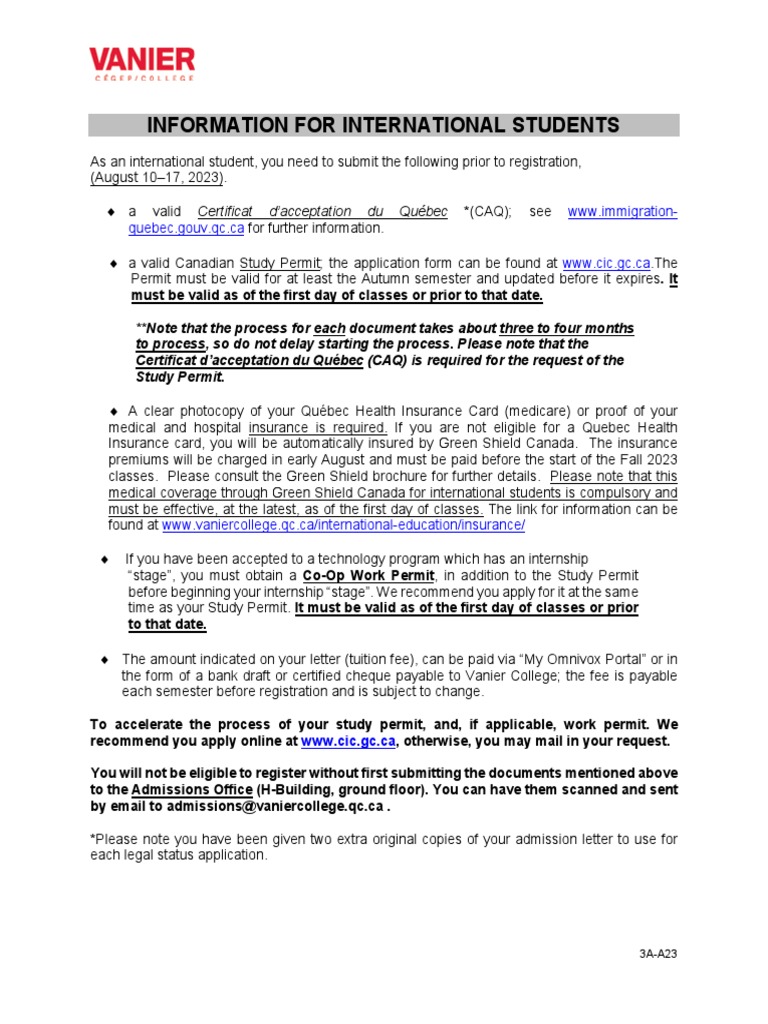 Information For International Students WWW ImmigrationQuebec Gouv