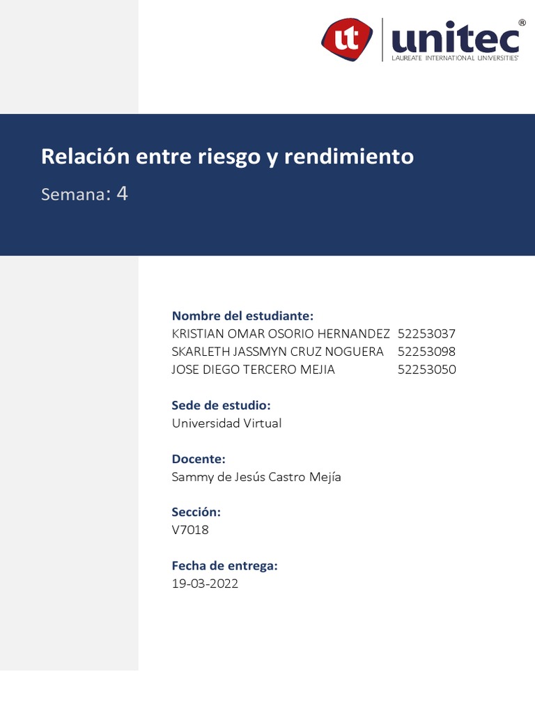 Rendimiento y riesgo de RTF, Inc. | PDF | Estadísticas descriptivas ...