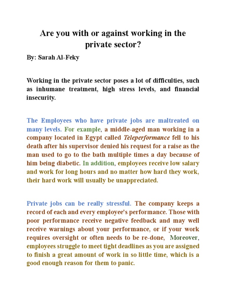 Challenges of Working in Private Sector | PDF