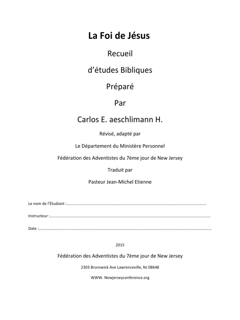La Foi de Jésus : Études Bibliques | PDF | Jésus | Péché
