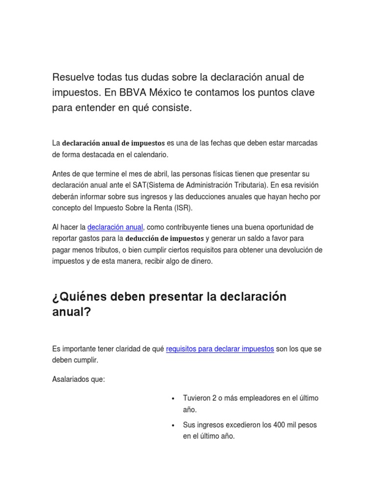 Guía para la Declaración Anual de Impuestos | PDF | Impuesto sobre la ...