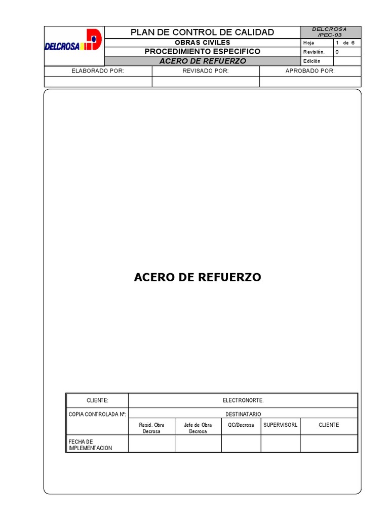 Control de Calidad en Acero de Refuerzo | PDF | Acero | Hormigón
