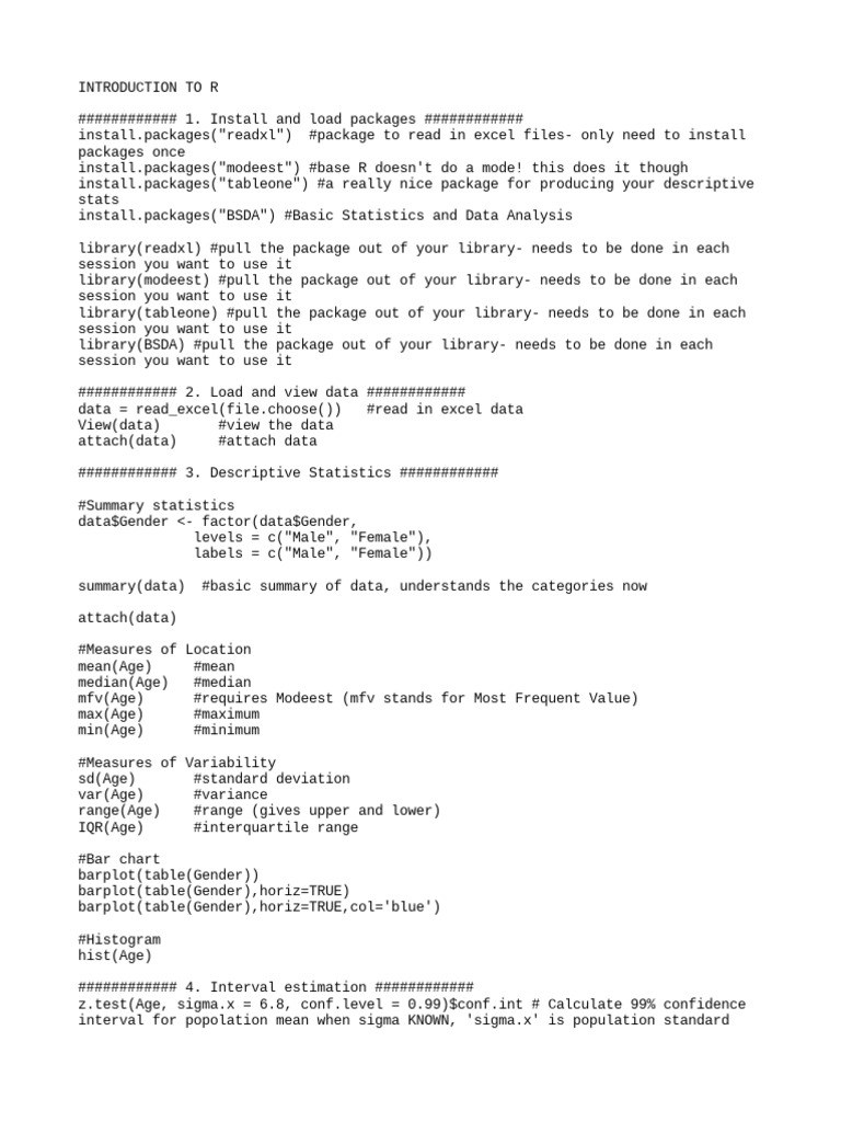 Rcode | PDF | Standard Deviation | Statistics