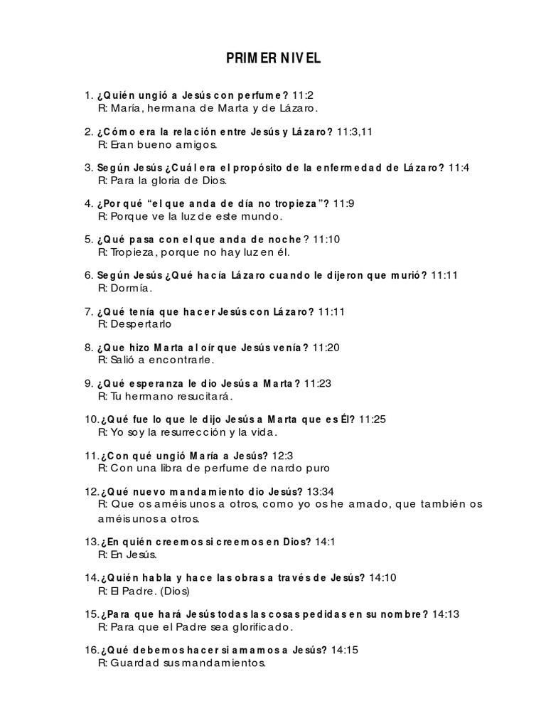 Preguntas y Respuestas del Evangelio de Juan | PDF | Jesús | Creencia ...