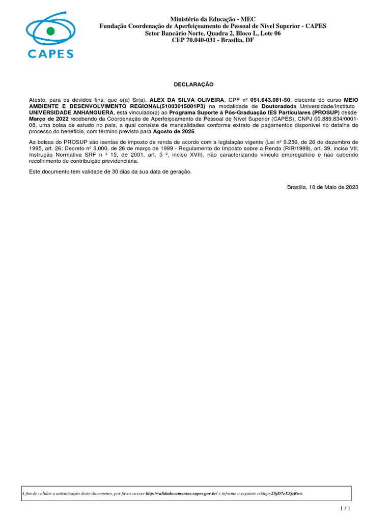 Declaracao de Bolsista | PDF