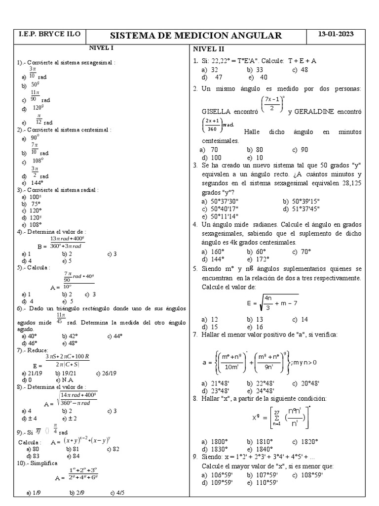 Sistemas de medicion angular 13 01 2023 pdf sistema internacional