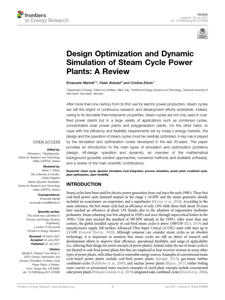 Steam Cycle Power Plant Optimization Review | PDF | Mathematical ...