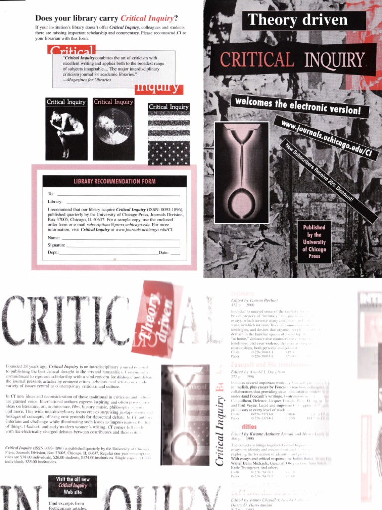 Recommend Critical Inquiry Journal | PDF | Science & Mathematics ...