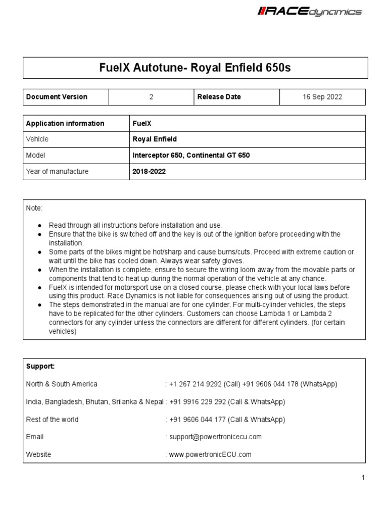 FuelX Autotune RE INT CGT PDF Electrical Connector Manufactured Goods