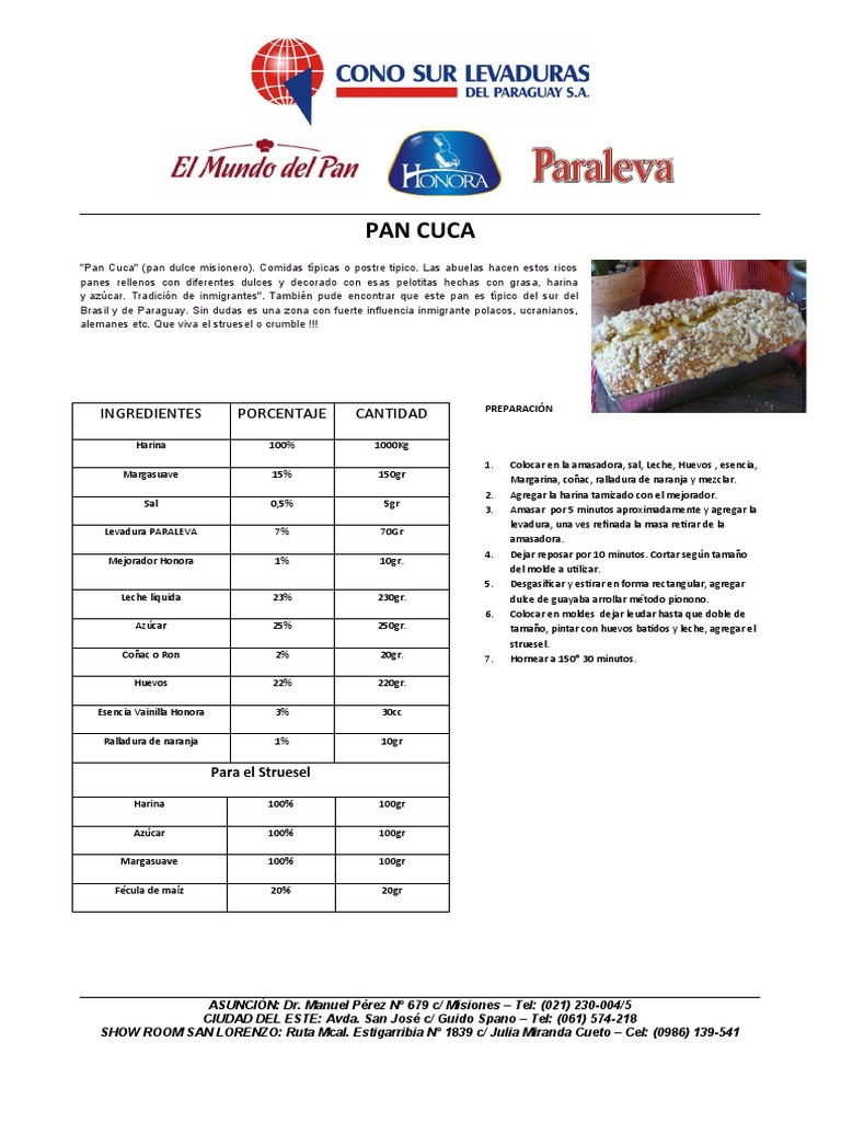 Receta de Pan Cuca Misionero | PDF | Panes | Postres