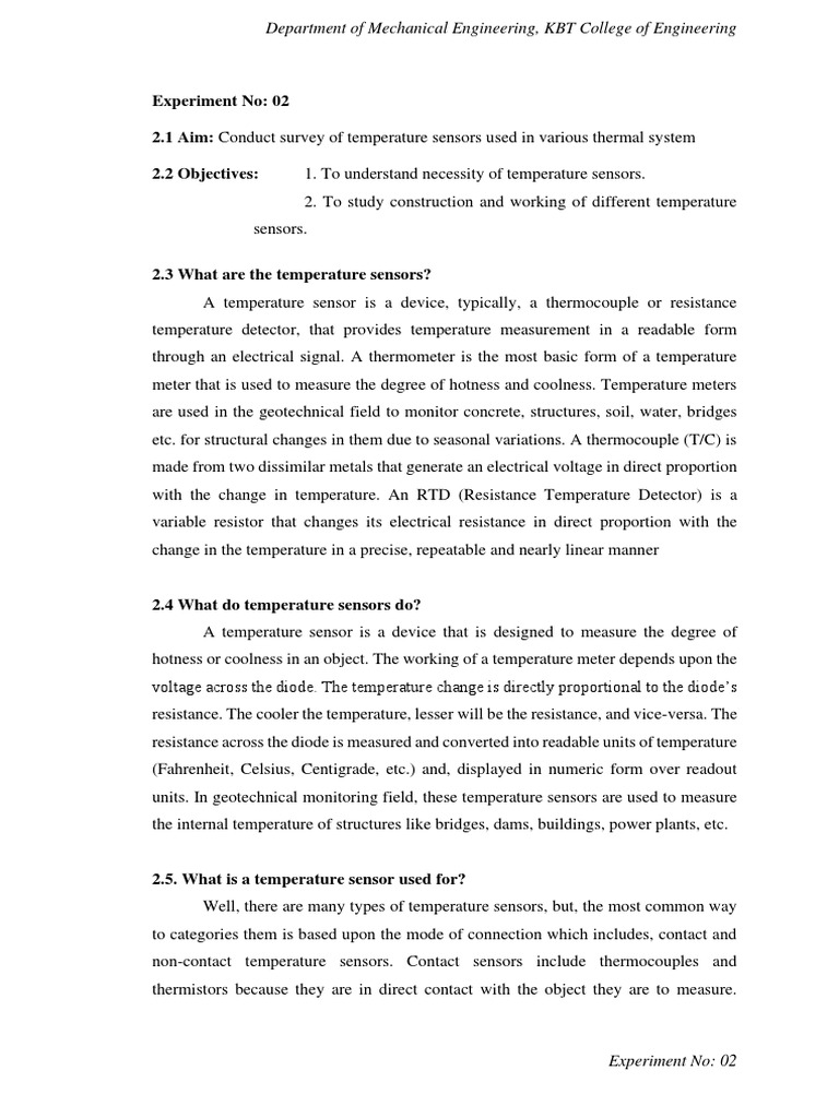 Temperature Sensor Survey Overview | PDF | Thermocouple | Thermometer
