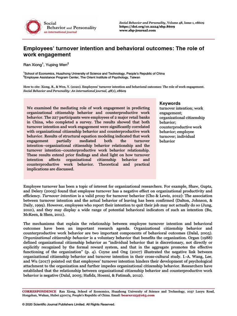 Ran Xiong e Yuping Wen - 2020 - Employees' Turnover Intention and ...