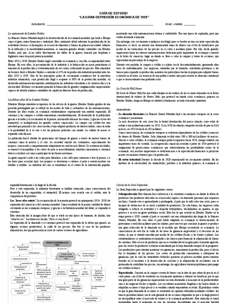 Causas y Consecuencias de la Gran Depresión | PDF | Gran depresion ...