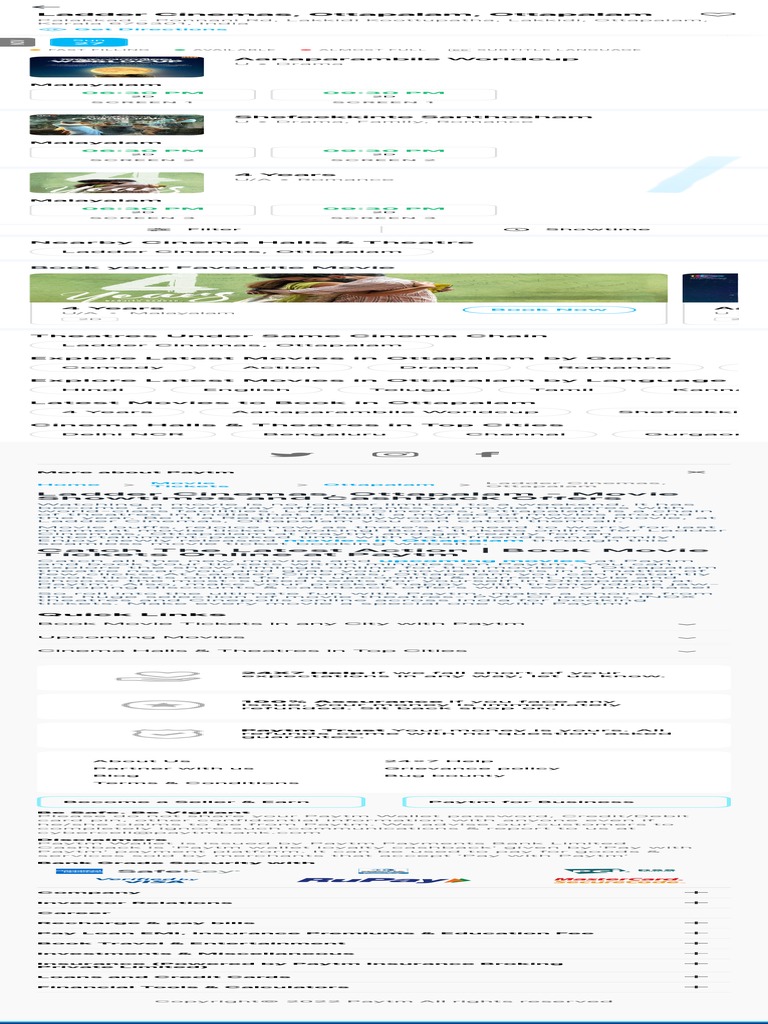 Ladder Cinemas, Ottapalam Ottapalam Movie Show PDF Credit Card