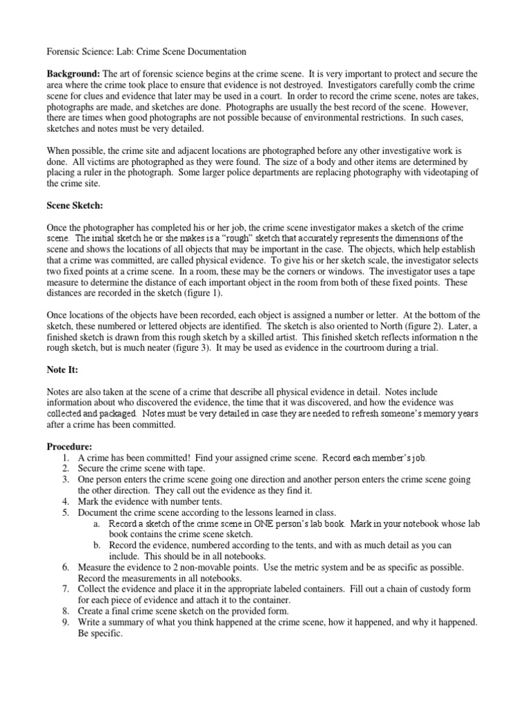 Crime Scene Documentation Procedures | PDF | Crime Scene | Criminal Justice
