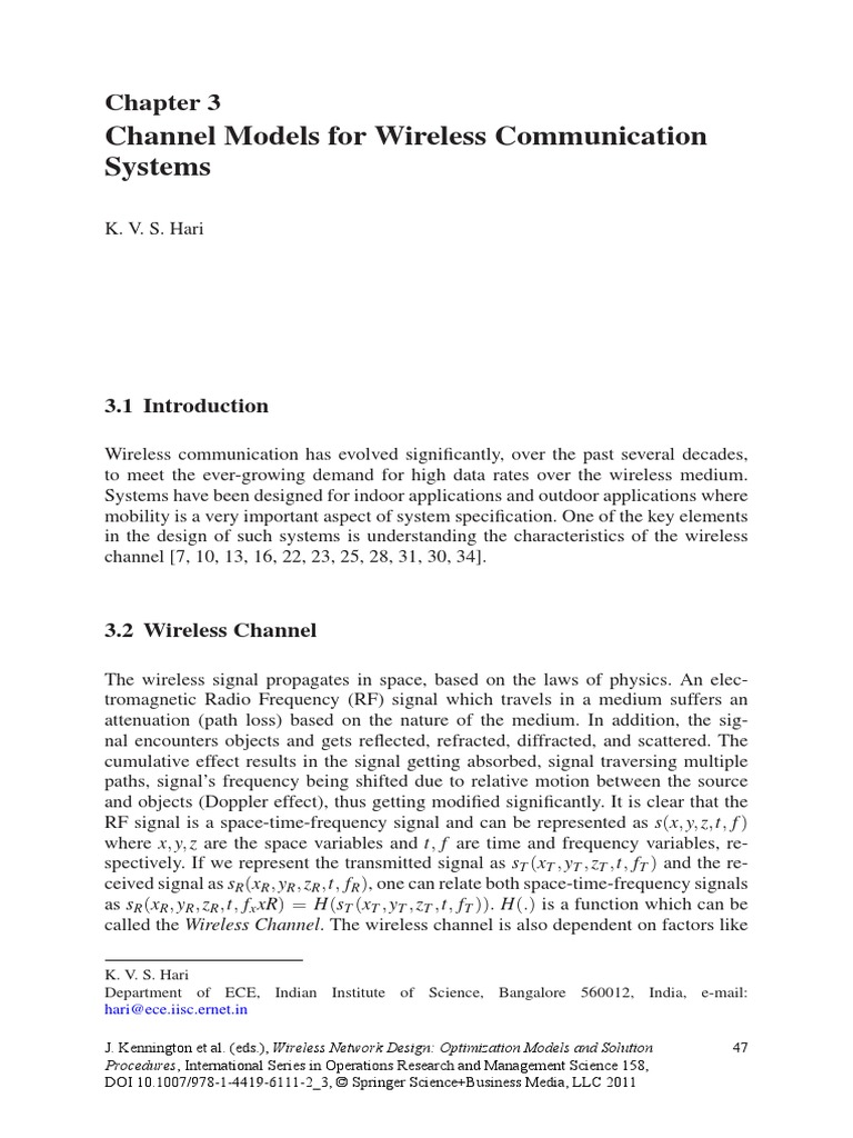 Channel Models For Wireless Communication Systems PDF Radio
