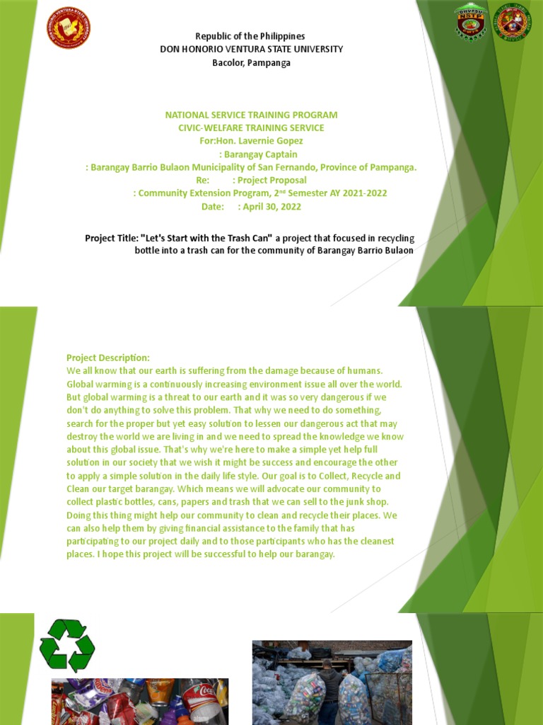 Bulaon Community Recycling Project Proposal | PDF | Social Science ...