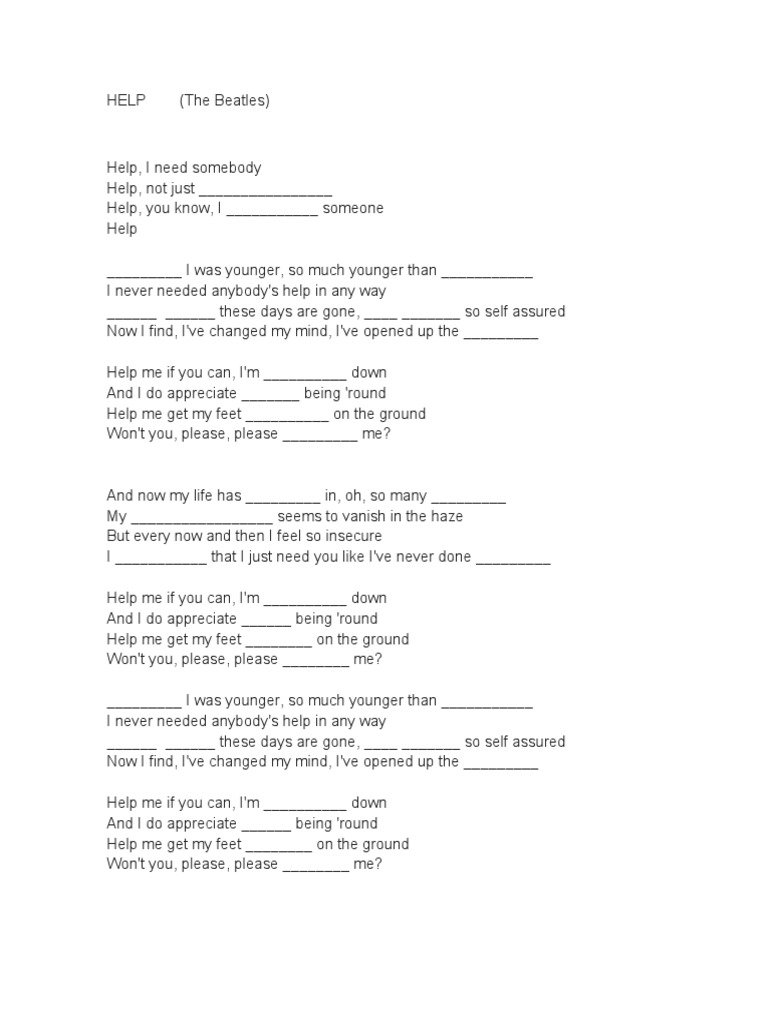 Help_lyrics PDF
