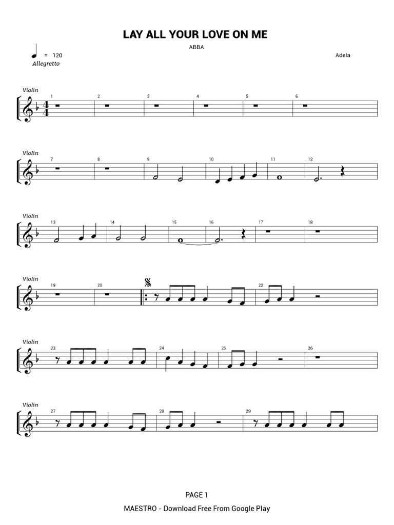 Lay All Your Love On Me PDF