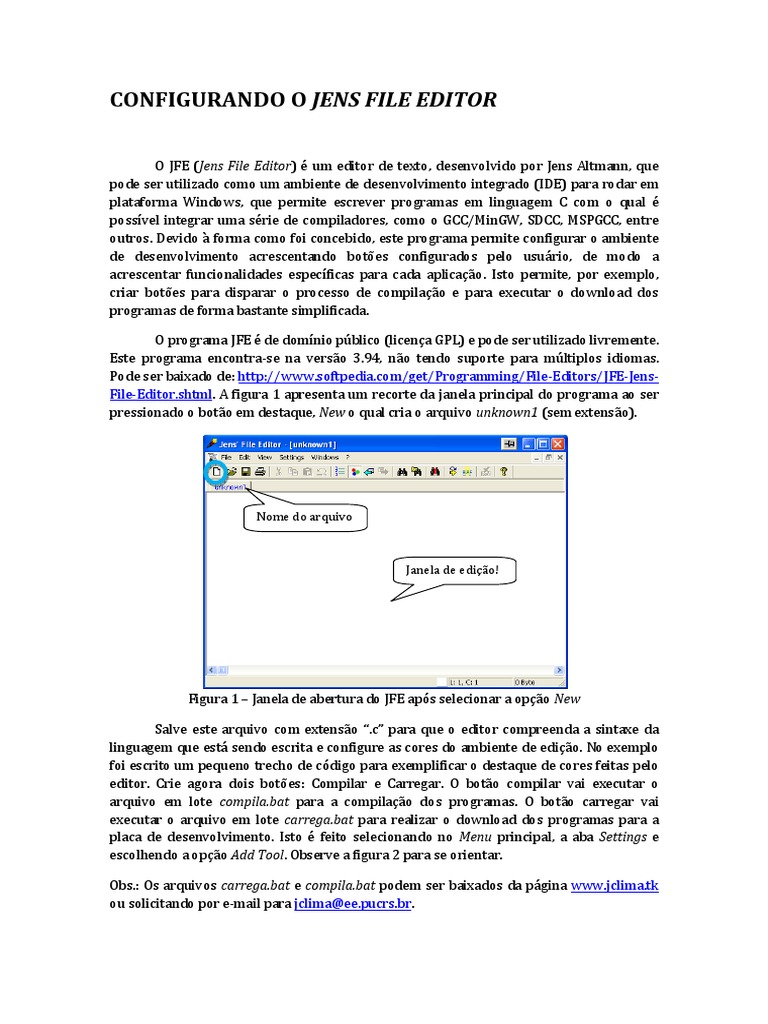 Configurando O Jens File Editor | PDF | Janela (informática) | Compilador