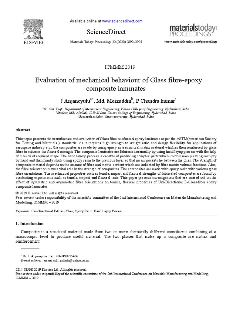 Evaluation of Mechanical Behaviour of Glass FibreEpoxy Composite