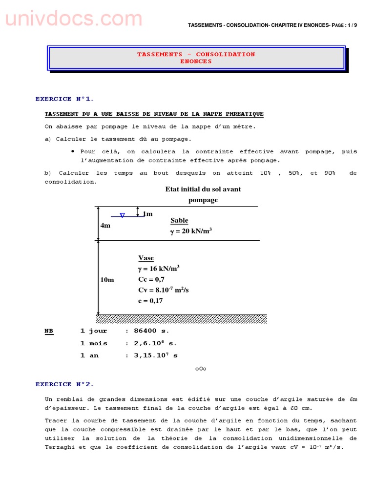 Tassements et consolidation des sols | PDF | Sol (pédologie) | Matériaux