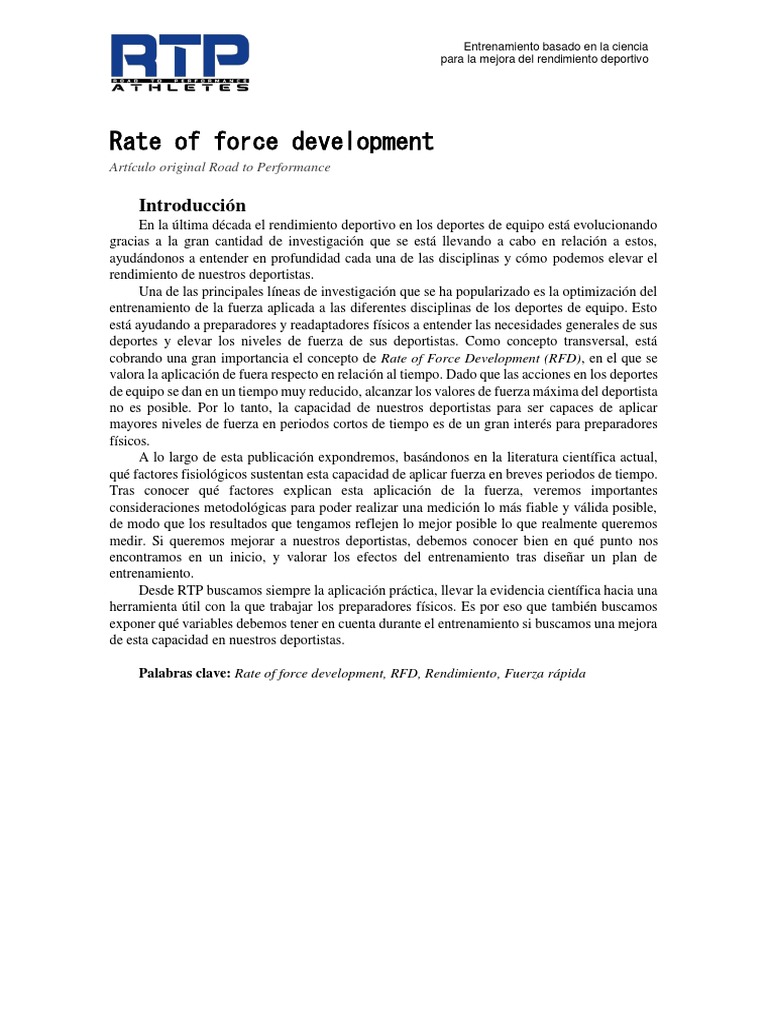 Rate of Force Development en Entrenamiento | PDF | Tecnología