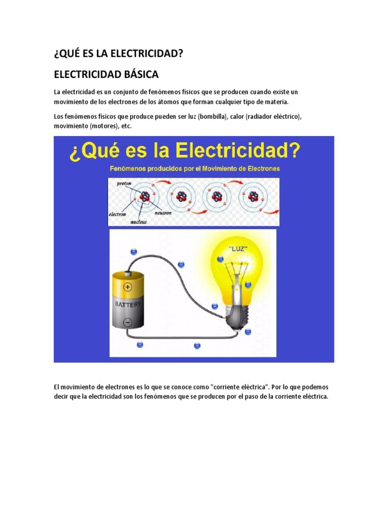 Que Es La Electricidad | PDF | Electricidad | Corriente eléctrica
