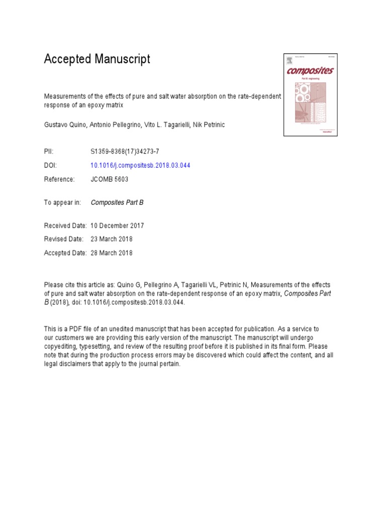Water Absorption Effects on Epoxy Matrix | PDF | Strength Of Materials ...