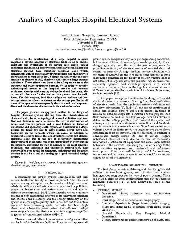 Hospital Electrical Systems Analysis | PDF | Ac Power | Electricity