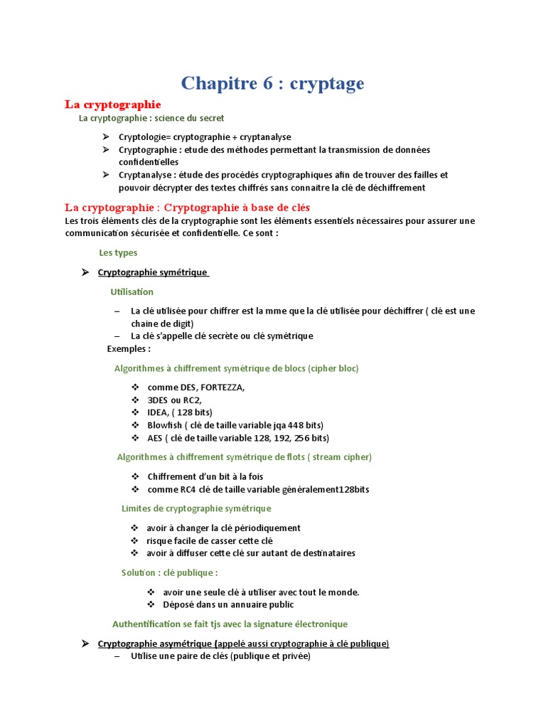 Introduction à la cryptographie et ses types | PDF | Public-key ...