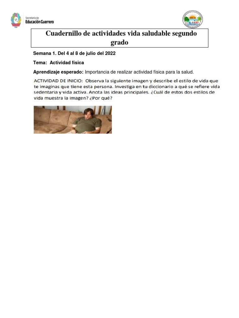 CUADERNILLO DE Actividades Vida Saludable Segundo Grado | PDF | Dormir ...