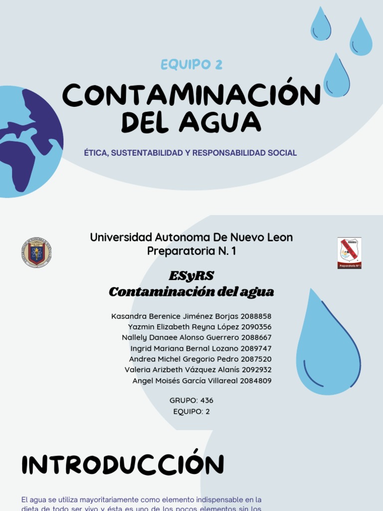 CONTAMINACION DEL AGUA - EQ2 - ESyRS | PDF | Agua | La contaminación ...