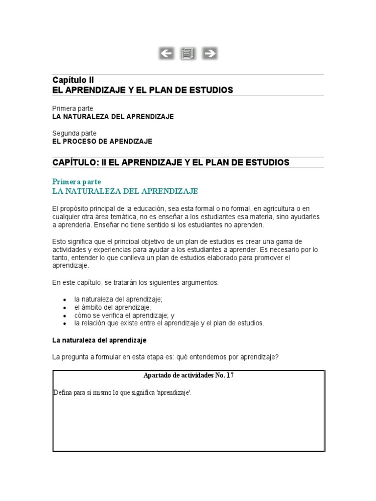 Capítulo II | PDF | Aprendizaje | Plan de estudios